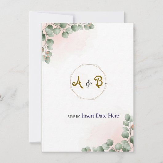 Elegante moderne luxe bruiloft uitnodiging | Roos  (Achterkant)