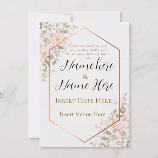 Elegante moderne luxe bruiloft uitnodiging | Roos (Voorkant)