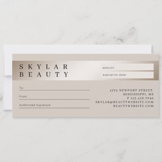 Elegante moderne luxe champagne cadeaubonnen (Achterkant)