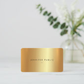 Elegante moderne luxe faux gouden afgeronde hoek visitekaartje (Staand voorkant)