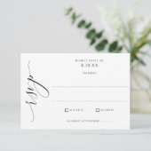 Elegante moderne luxe script bruiloft RSVP kaartje (Staand voorkant)