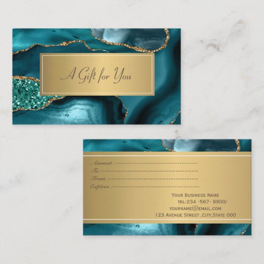 Elegante moderne luxe smaragd groene glitter kortingskaartje (Voorkant / Achterkant)