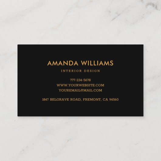 Elegante moderne luxe zwart en faux gouden folie visitekaartje (Achterkant)