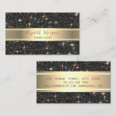 Elegante Moderne Luxe Zwart Glitter, Gouden Streep Visitekaartje (Voorkant / Achterkant)
