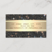 Elegante Moderne Luxe Zwart Glitter, Gouden Streep Visitekaartje (Achterkant)