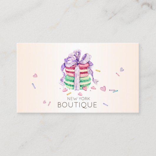 Elegante Moderne Macarons, Sweets Bakkerij Visitekaartje (Voorkant)