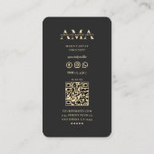 Elegante Moderne Make-up Artiest Zwart Monogram Visitekaartje (Achterkant)