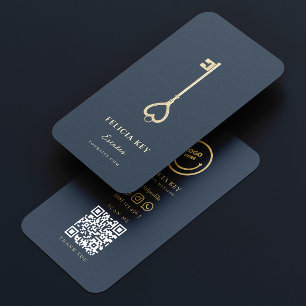 Elegante moderne makelaar donkerblauw makelaar visitekaartje