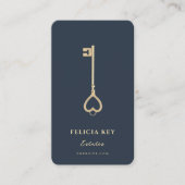 Elegante moderne makelaar donkerblauw makelaar visitekaartje (Voorkant)