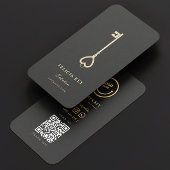 Elegante moderne makelaar donkergrijs goud onroere visitekaartje