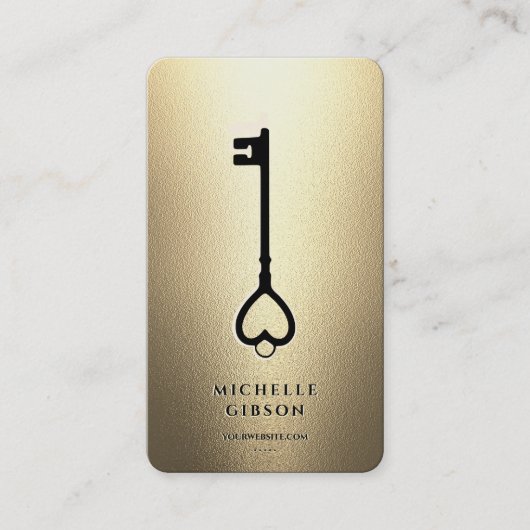Elegante moderne makelaar Key Monogram Faux Gold Visitekaartje (Voorkant)