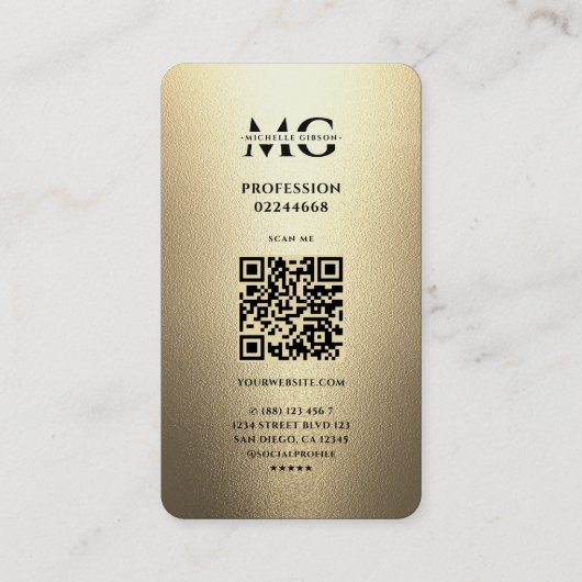 Elegante moderne makelaar Key Monogram Faux Gold Visitekaartje (Achterkant)