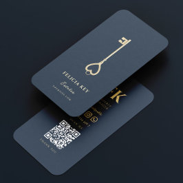 Elegante moderne makelaar makelaar donkerblauw visitekaartje