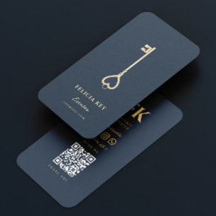 Elegante moderne makelaar makelaar donkerblauw visitekaartje