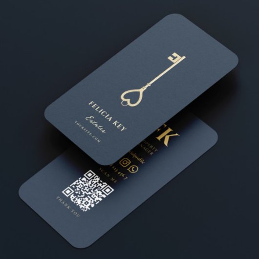 Elegante moderne makelaar makelaar donkerblauw visitekaartje