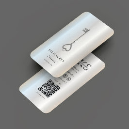 Elegante moderne makelaar onroerend goed zilver visitekaartje