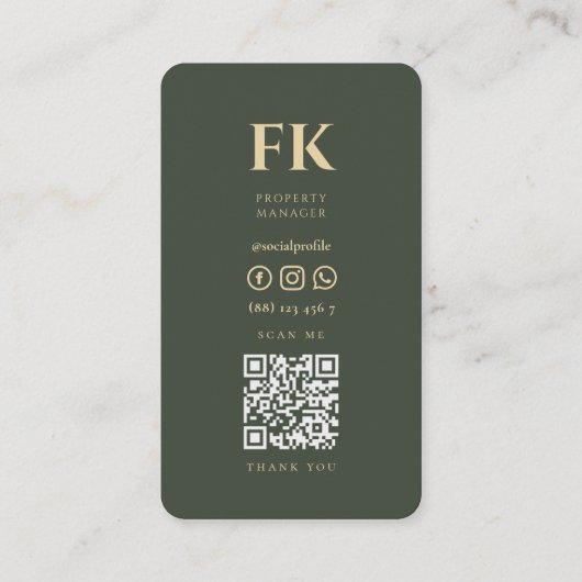 Elegante moderne makelaar vastgoed Sage Visitekaartje (Achterkant)