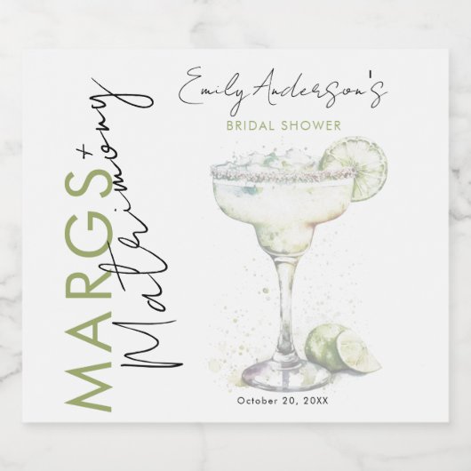 Elegante moderne Margs en Huwelijk Vrijgezellenfee Likeurfles Etiket (Enkel label)