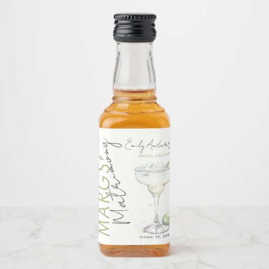Elegante moderne Margs en Huwelijk Vrijgezellenfee Likeurfles Etiket (Voorkant)