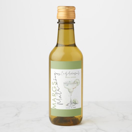 Elegante moderne Margs en Huwelijk Vrijgezellenfee Wijn Etiket (Voorkant)