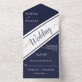 Elegante moderne marine blauw wit classy chique br all in one uitnodiging (Binnen)