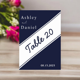 Elegante moderne marine blauw wit delicate bruilof kaart