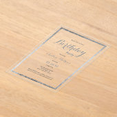 Elegante moderne marine blauw zilver Verjaardag Acryl Uitnodigingen (Laagn)