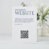 Elegante moderne marine blauwe bruiloft informatiekaartje (Staand voorkant)