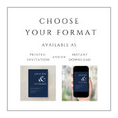 Elegante moderne marine blauwe bruiloft kaart