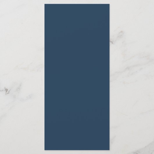 Elegante moderne marine blauwe bruiloft menu (Achterkant)