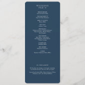 Elegante moderne marine blauwe bruiloft programmakaart (Achterkant)