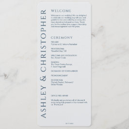 Elegante moderne marine blauwe bruiloft programmakaart