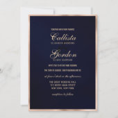 Elegante moderne marine goud metallic border bruil kaart (Voorkant)