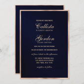 Elegante moderne marine goud metallic border bruil kaart (Voorkant / Achterkant)