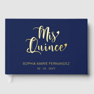 Elegante moderne marine goud Quinceañera Gastenboek