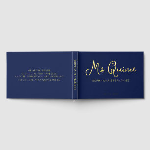 Elegante moderne marine gouden quinceañera gastenboek