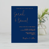 Elegante moderne marine roze minimalistische bruil folie feestdagenkaart (Staand Voorkant)