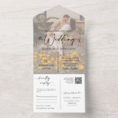 Elegante moderne marineblauwe boho-boog QR-code fo All In One Uitnodiging (Binnen)