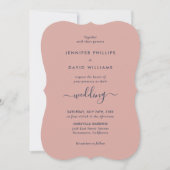 Elegante moderne marineblauwe en roze trouwdag kaart (Voorkant)