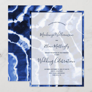 Elegante moderne marineblauwe marmeren tie-dye tro kaart