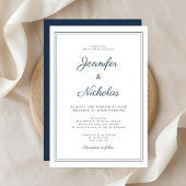 Elegante moderne marineblauwe scriptie bruiloft kaart