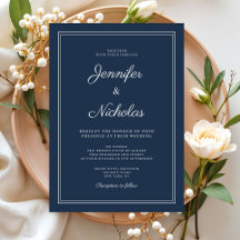 Elegante Moderne Marineblauwe Scriptie Bruiloft
