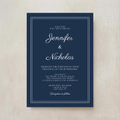 Elegante Moderne Marineblauwe Scriptie Bruiloft Kaart