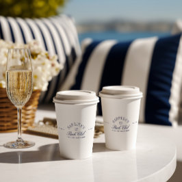 Elegante moderne marineblauwe vrijgezellenfeestje papieren bekers