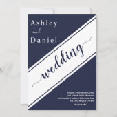 Elegante moderne marineblauwe witte delicate trouw kaart (Voorkant)