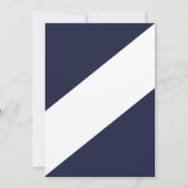 Elegante moderne marineblauwe witte delicate trouw save the date (Achterkant)