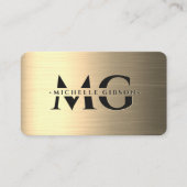 Elegante Moderne Marketing Zwart Faux Goud Monogra Visitekaartje (Voorkant)