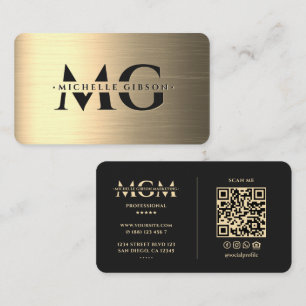 Elegante moderne marketing zwart goud monogram visitekaartje