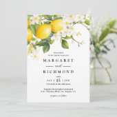 Elegante moderne mediterrane citroen bruiloft kaart (Staand voorkant)