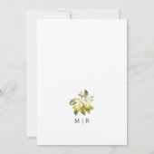 Elegante moderne mediterrane citroen bruiloft kaart (Achterkant)